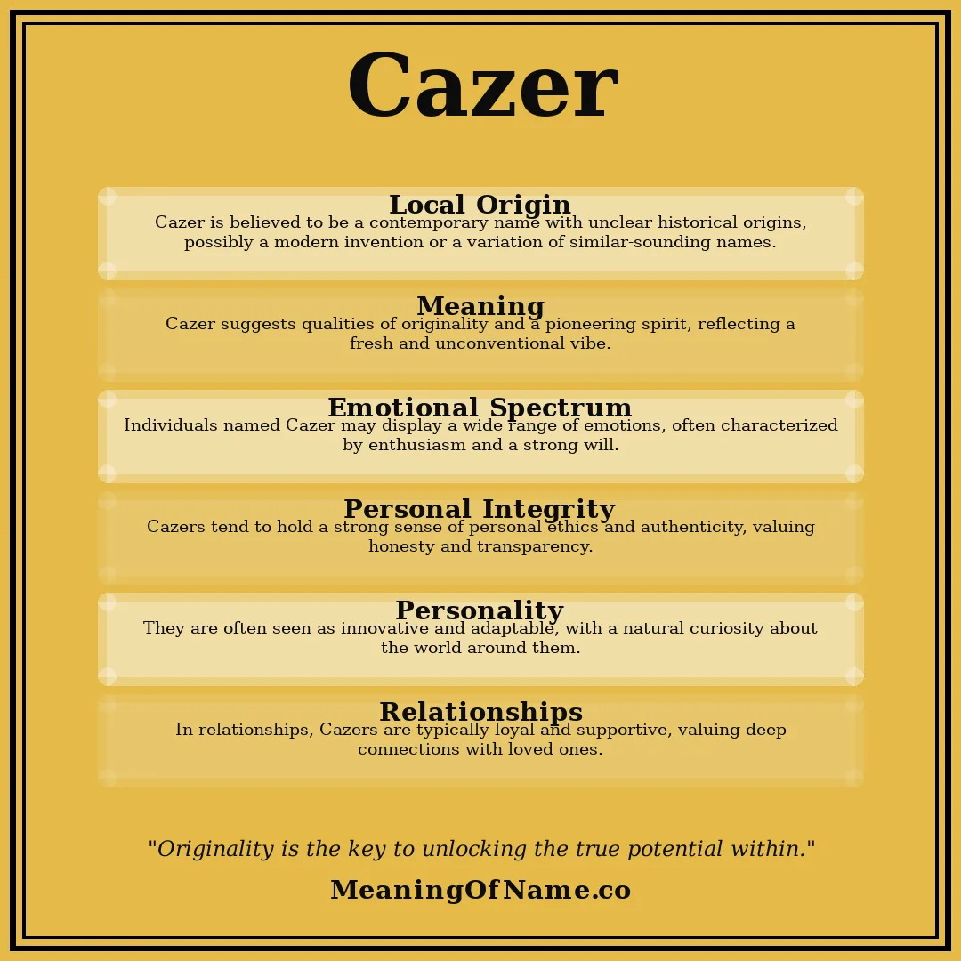 Cazer name meaning poster