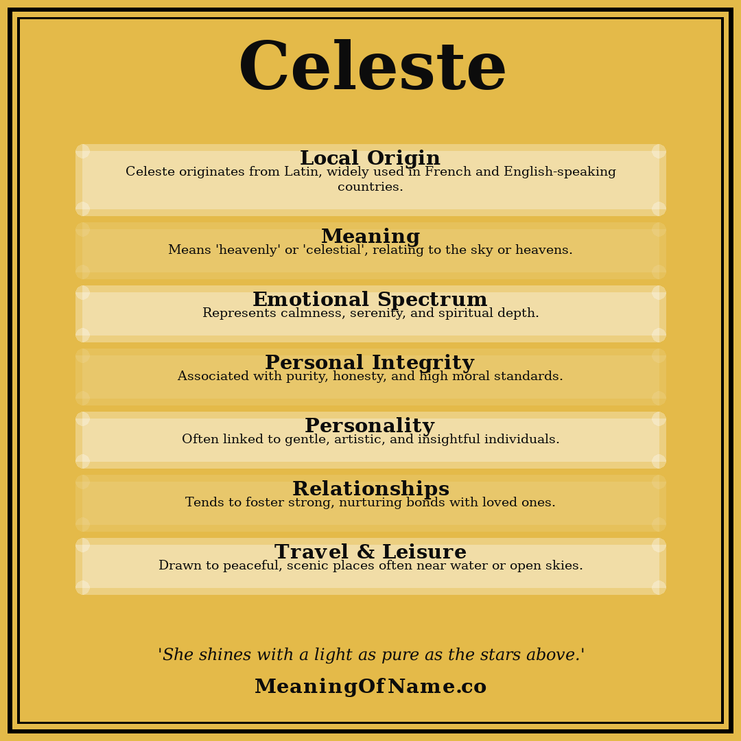 Celeste name meaning poster