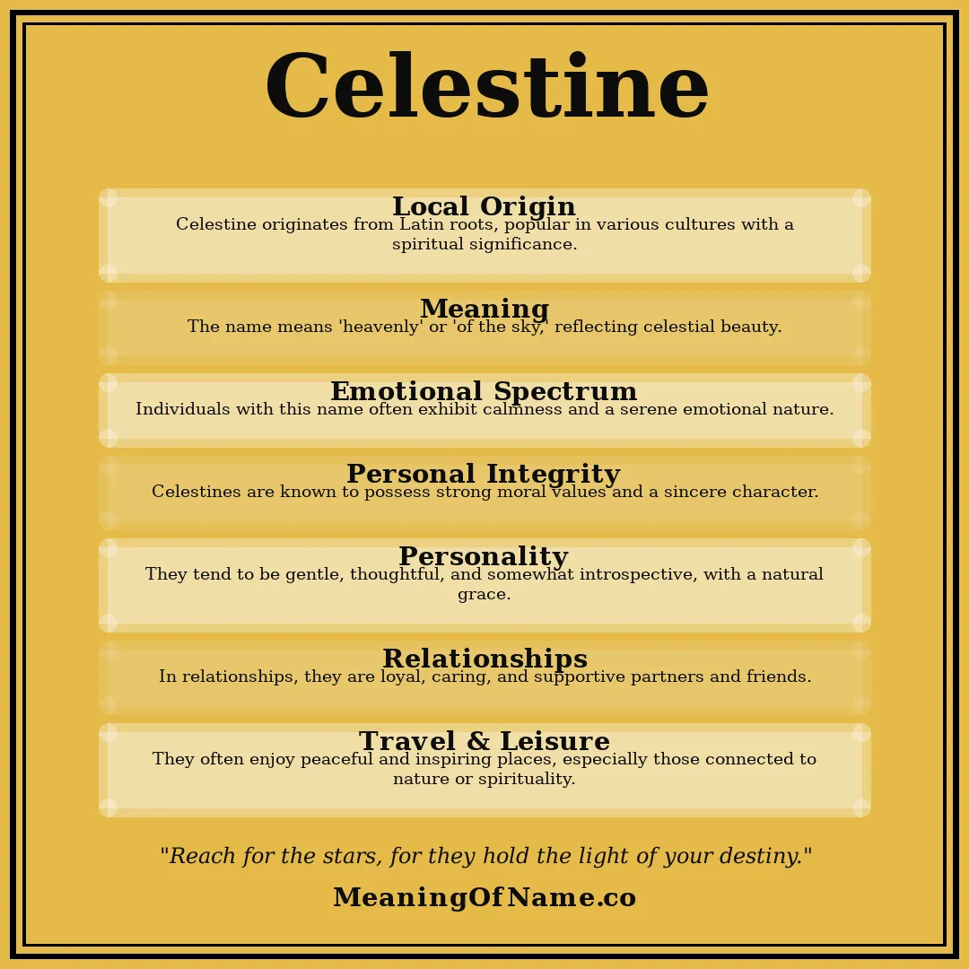 Celestine name meaning poster