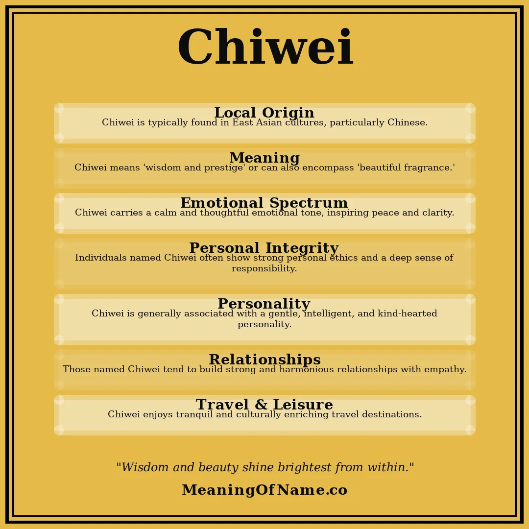Chiwei name meaning poster