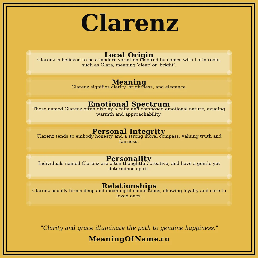 Clarenz name meaning poster