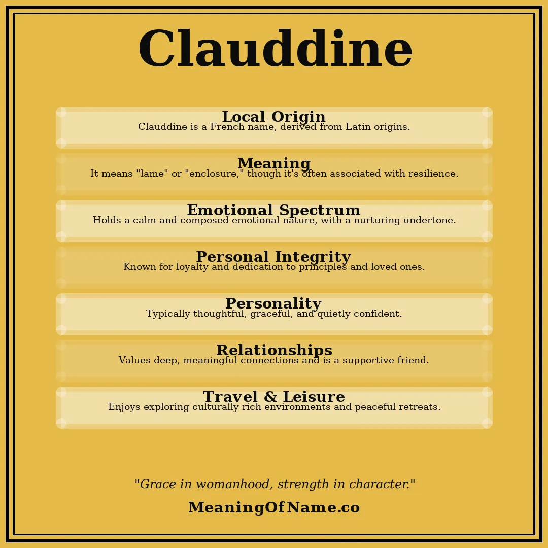 Clauddine name meaning poster