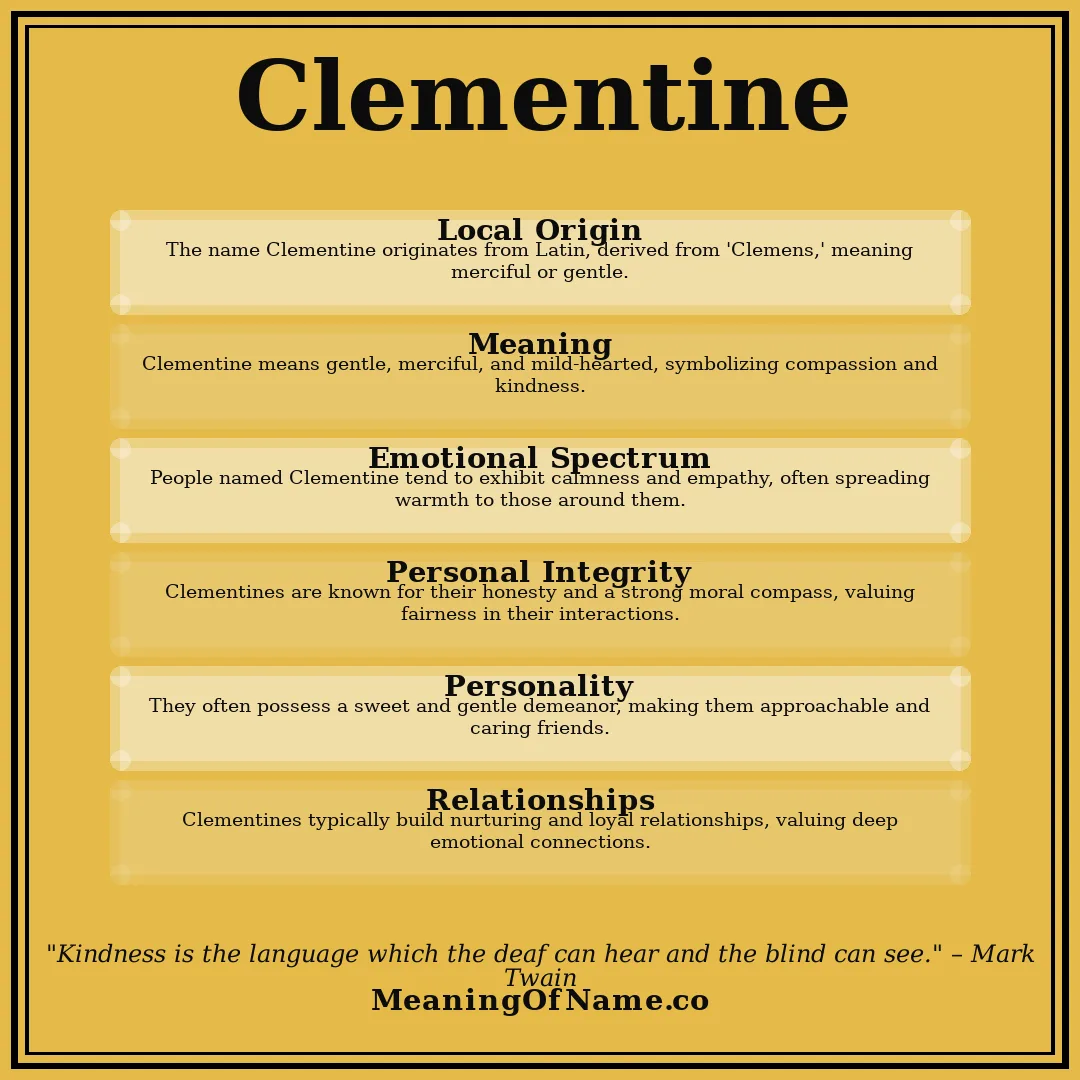 Clementine name meaning poster
