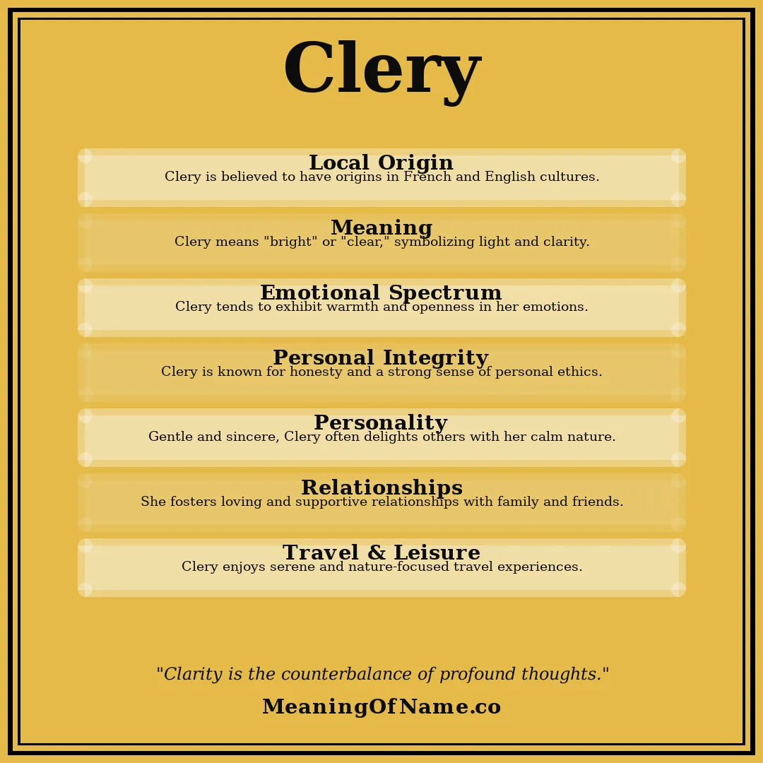 Clery name meaning poster