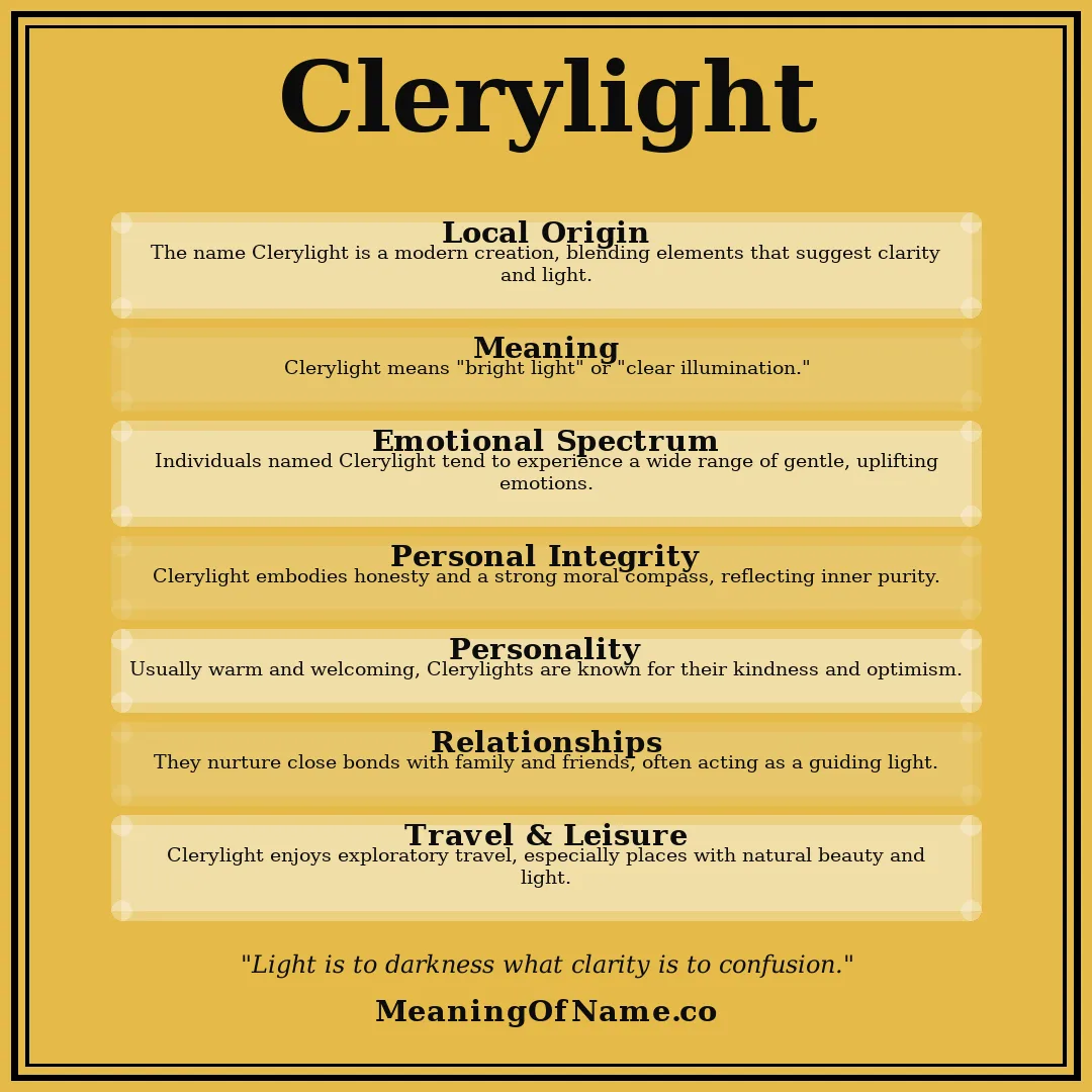 Clerylight name meaning poster