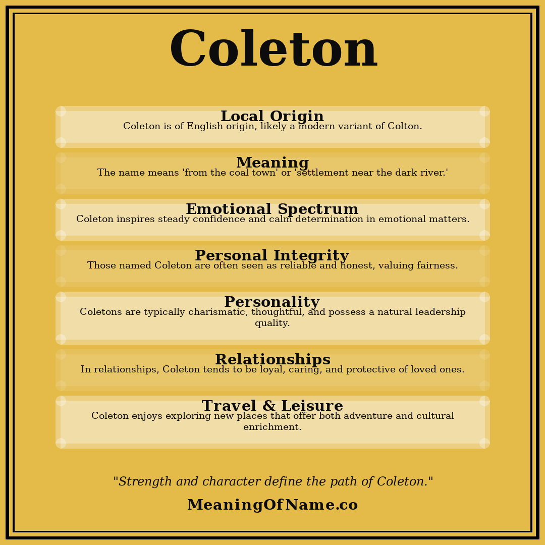 Coleton name meaning poster