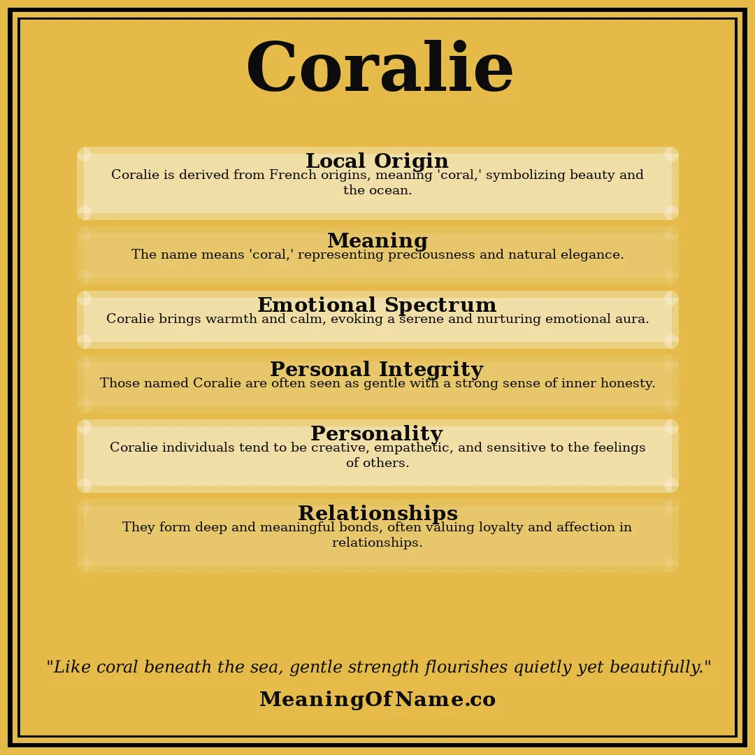 Coralie name meaning poster