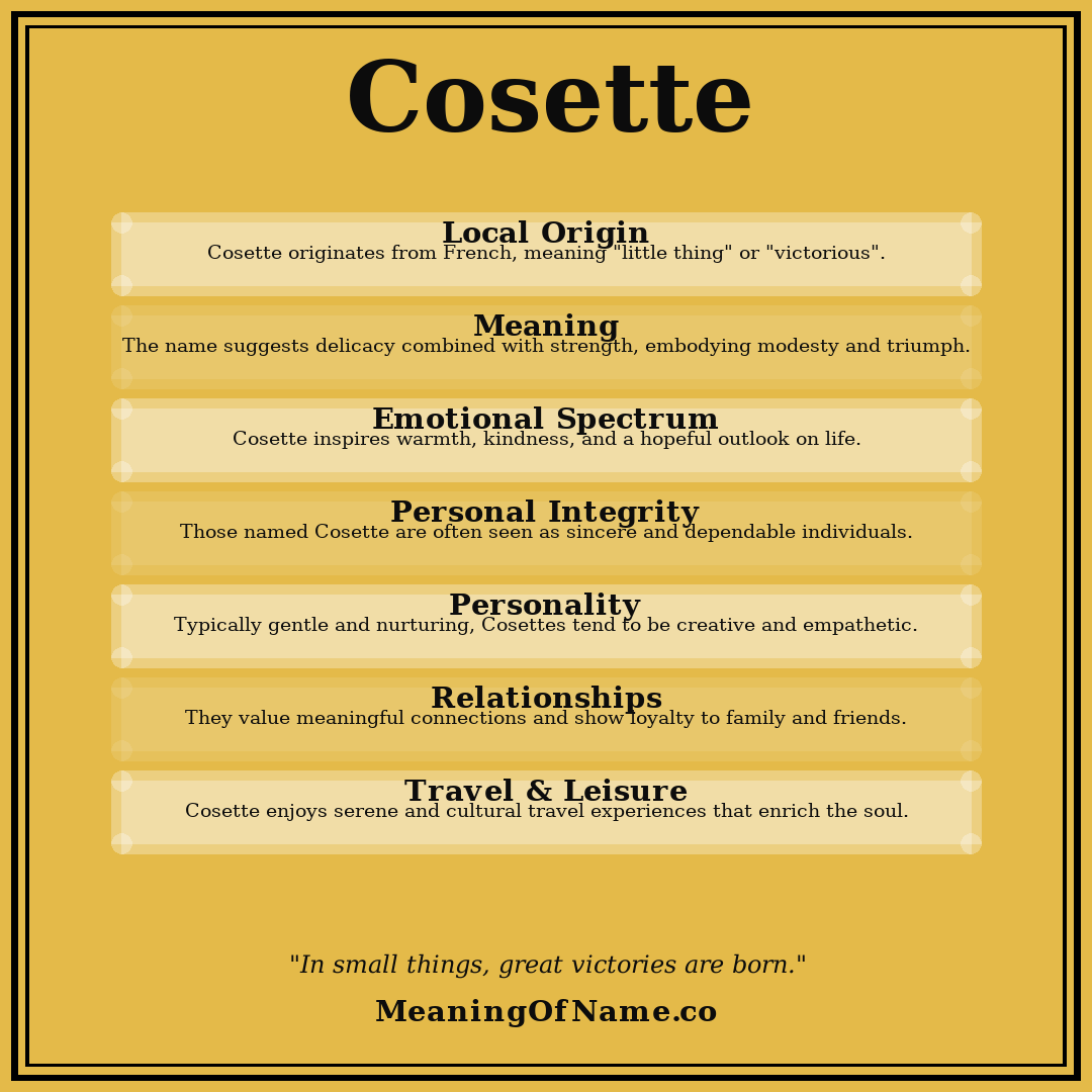 Cosette name meaning poster