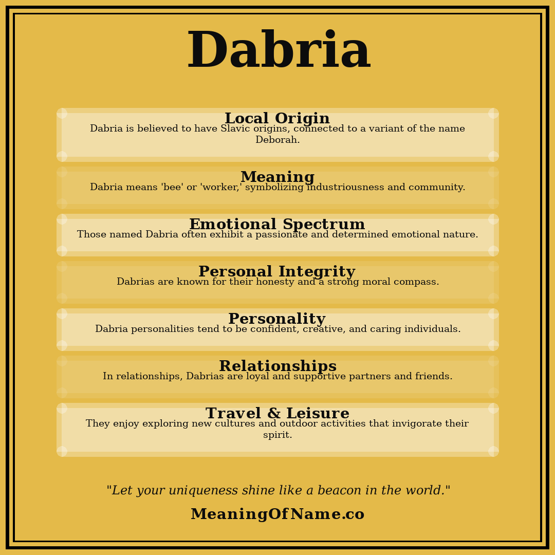 Dabria name meaning poster