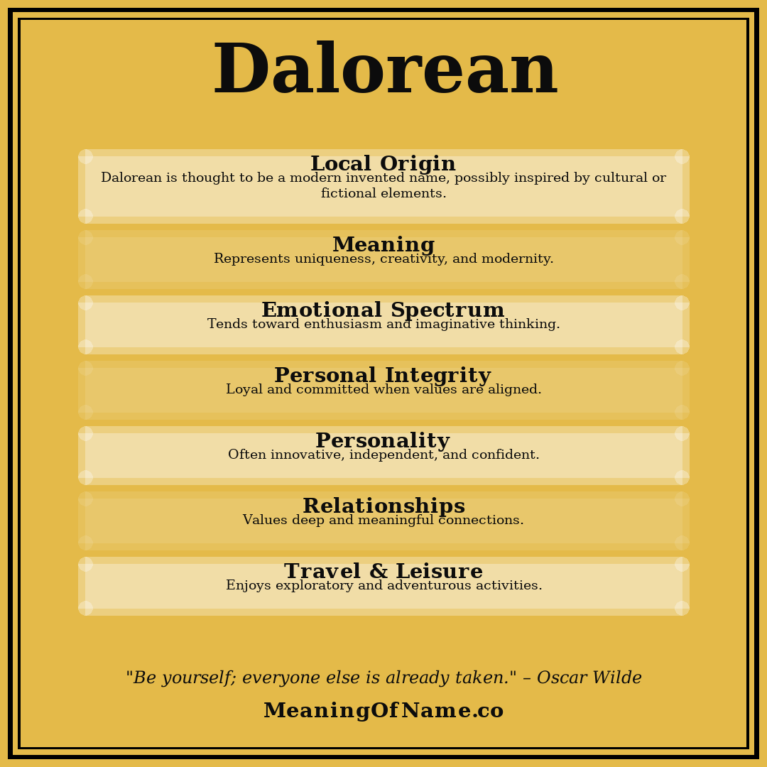Dalorean name meaning poster