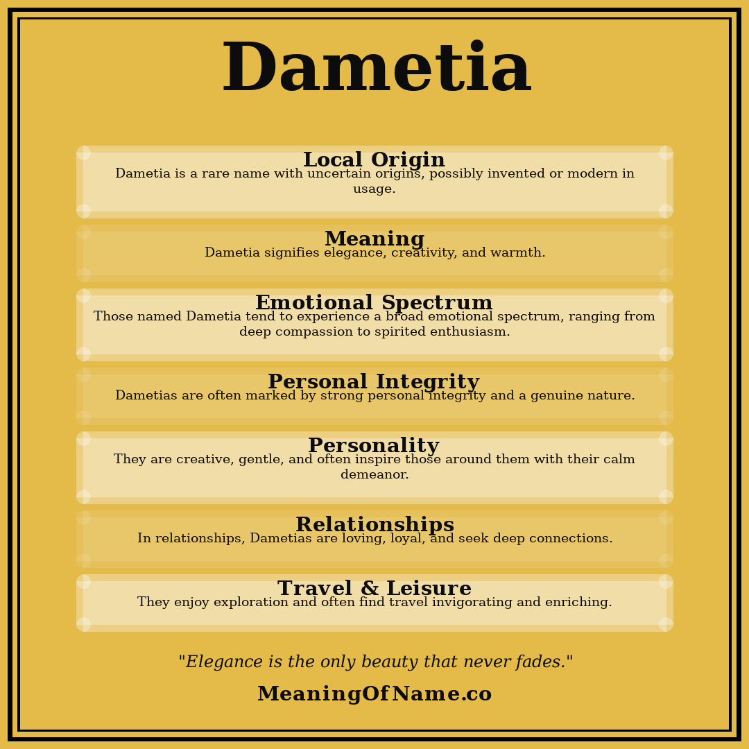 Dametia name meaning poster