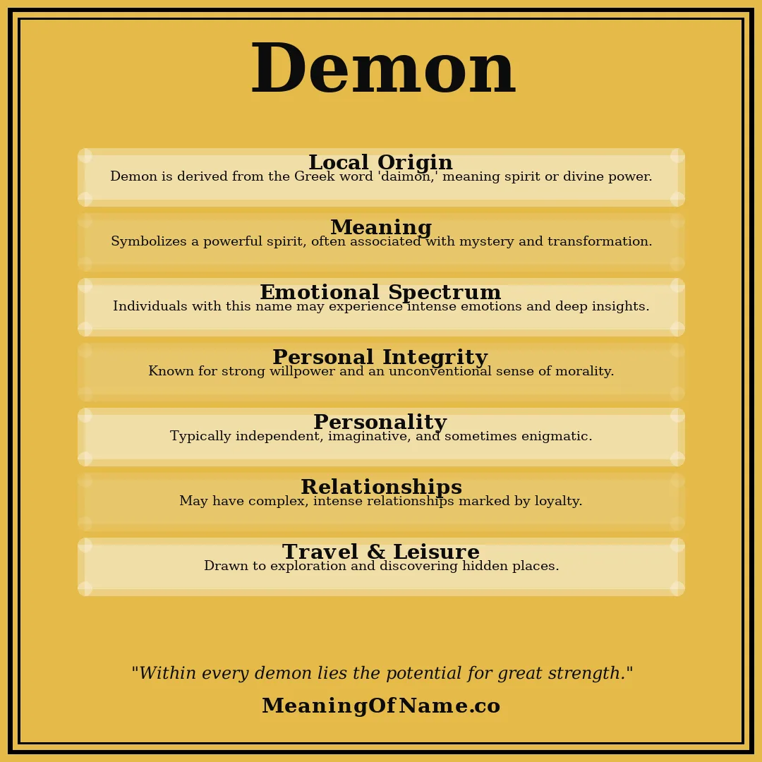 Demon name meaning poster