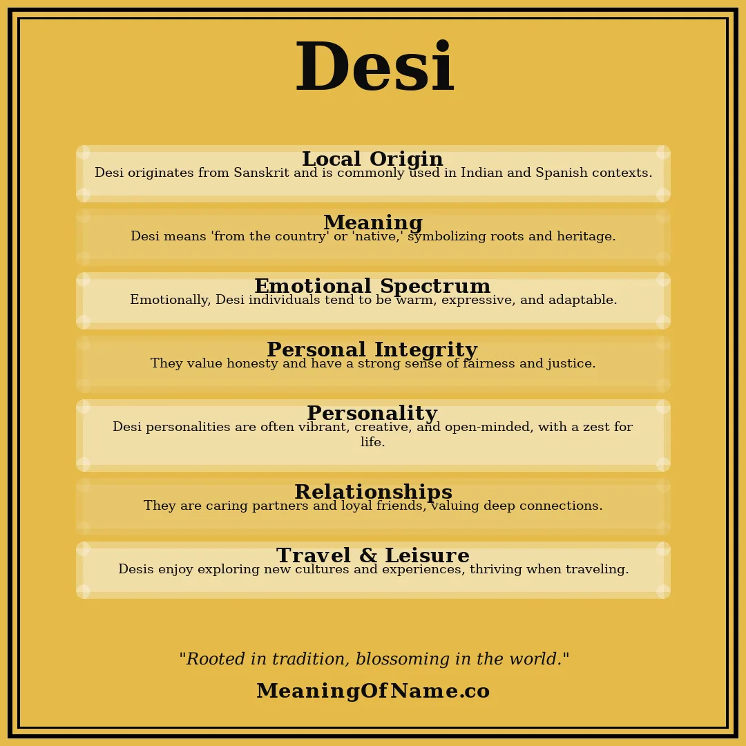 Desi name meaning poster