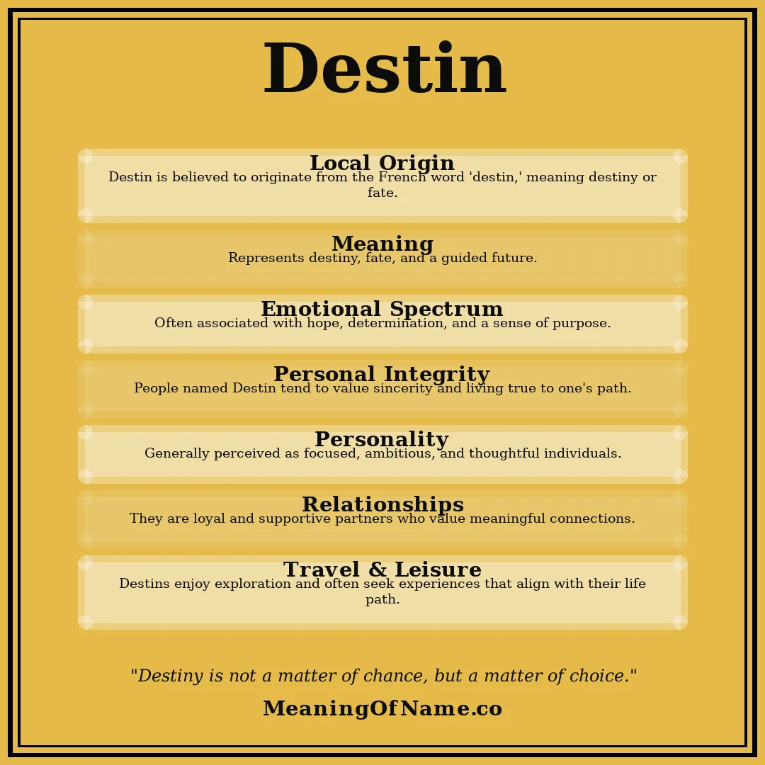 Destin name meaning poster