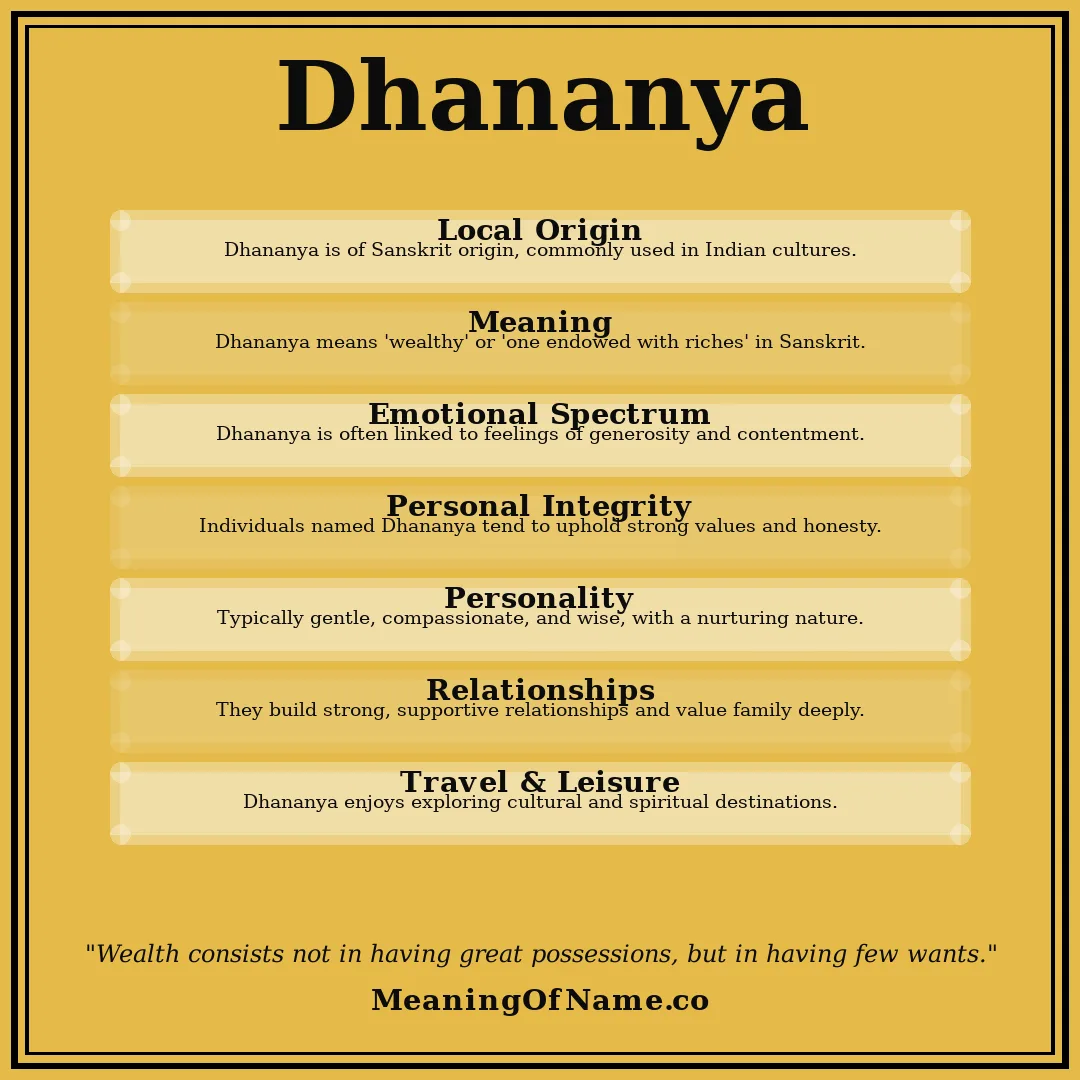Dhananya name meaning poster