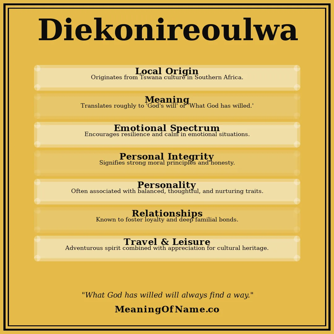 Diekonireoulwa name meaning poster