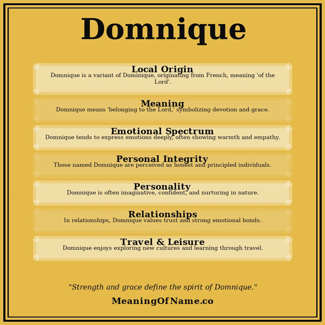 Domnique name meaning poster