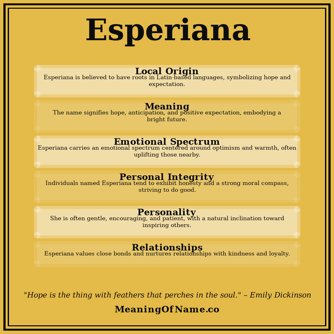 Esperiana name meaning poster