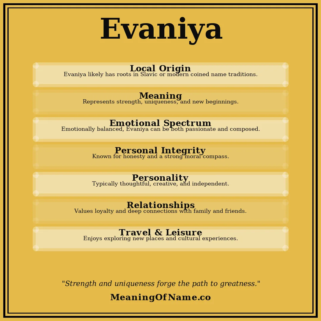 Evaniya name meaning poster