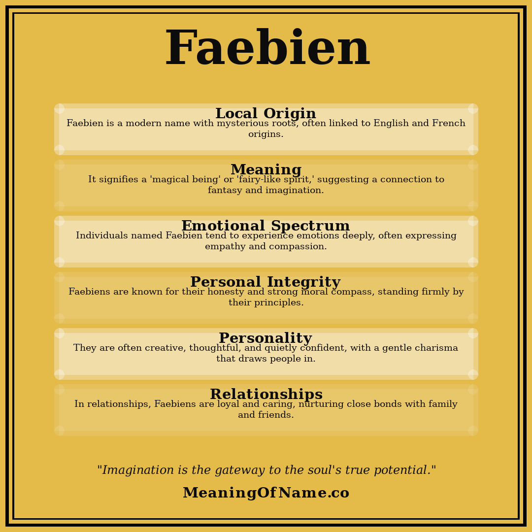 Faebien name meaning poster