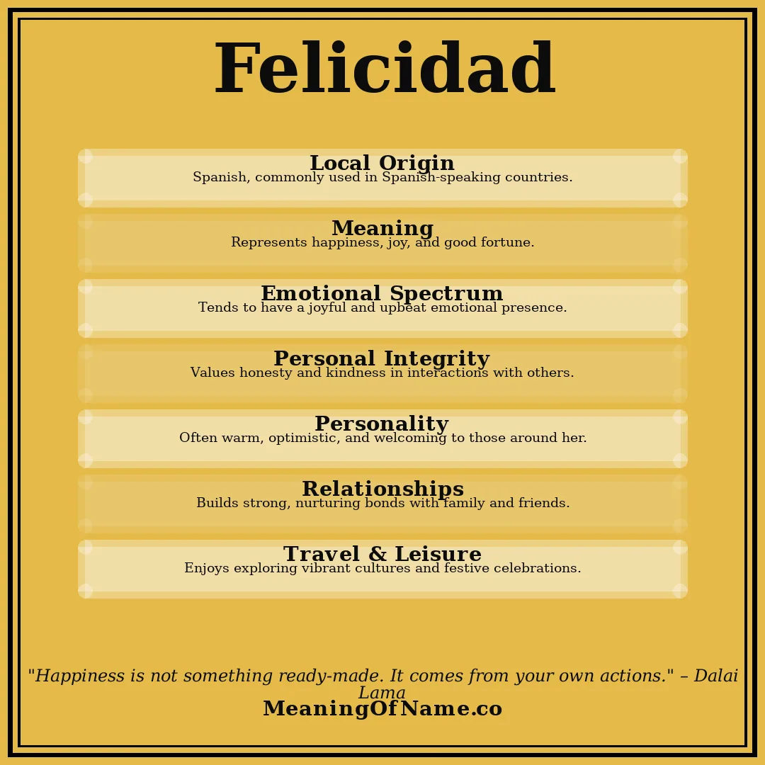 Felicidad name meaning poster