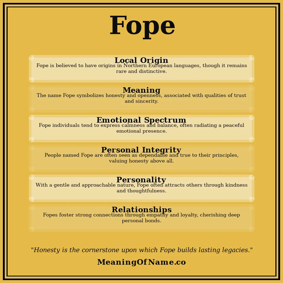 Fope name meaning poster