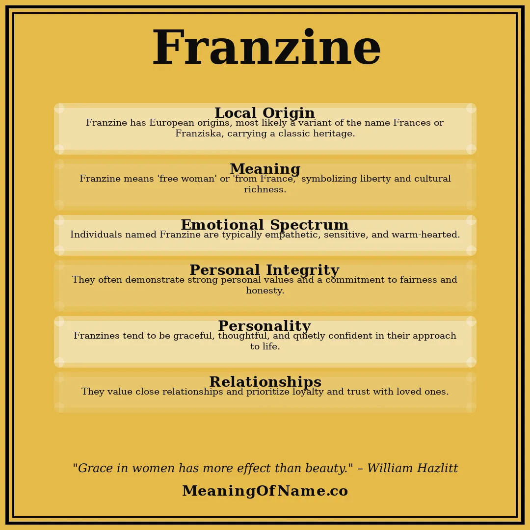 Franzine name meaning poster