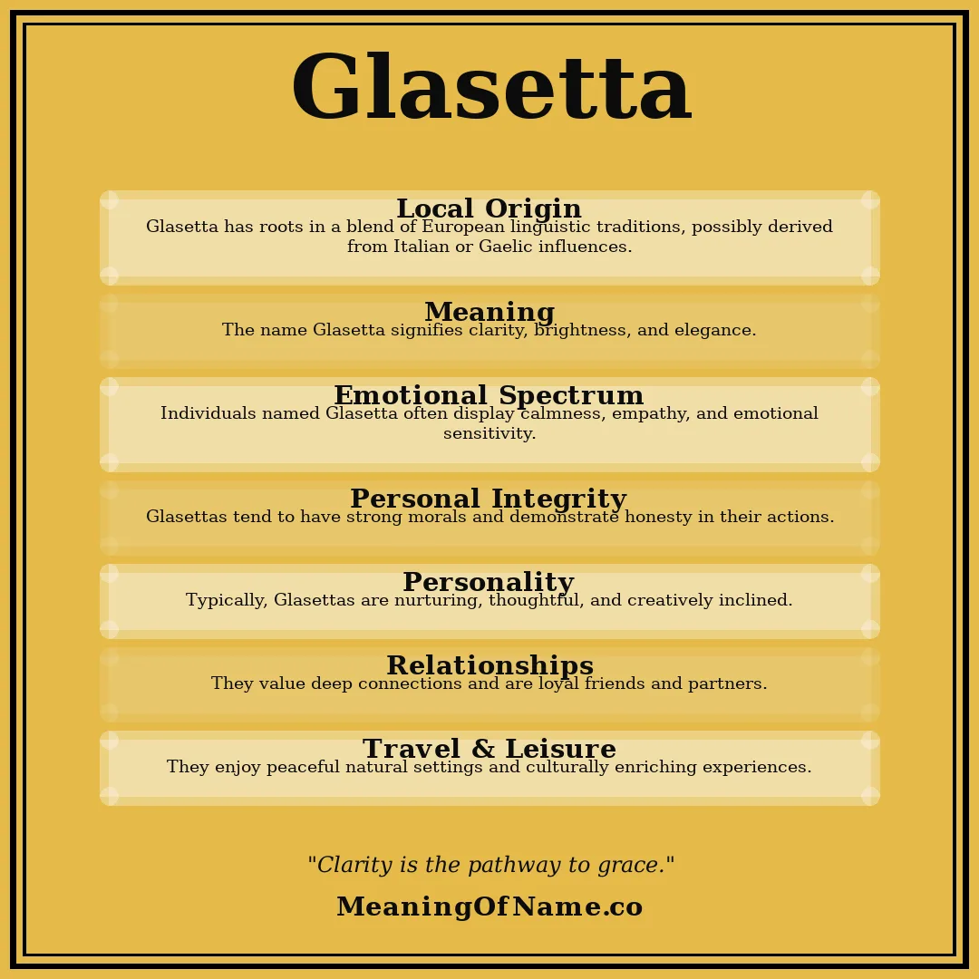 Glasetta name meaning poster