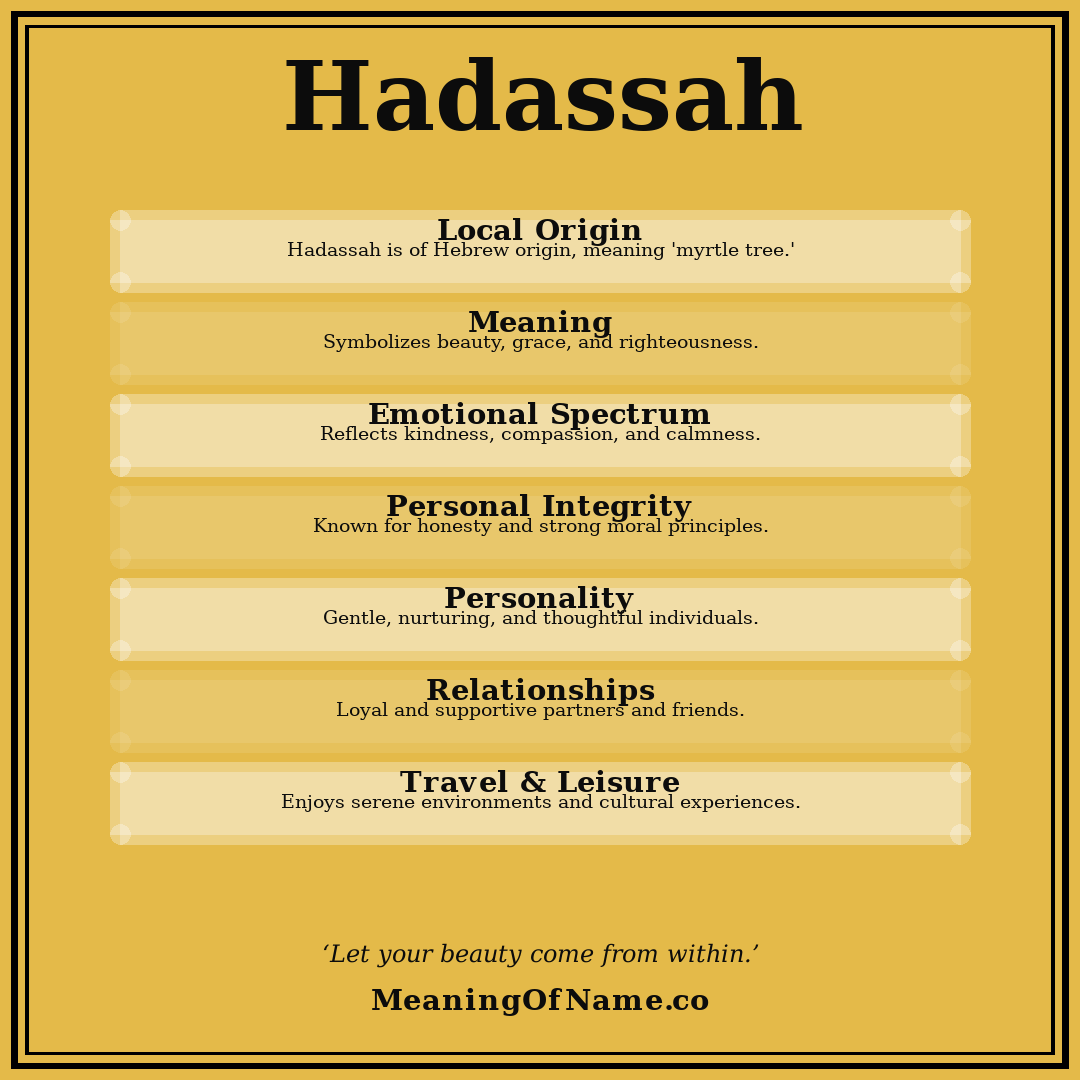 Hadassah name meaning poster