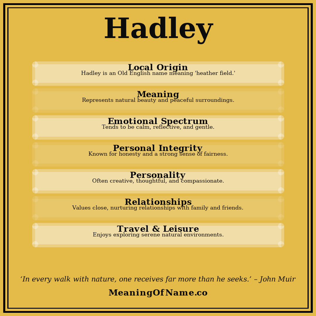 Hadley name meaning poster