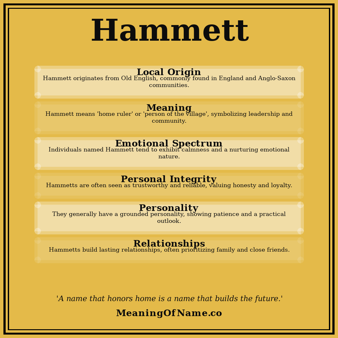 Hammett name meaning poster