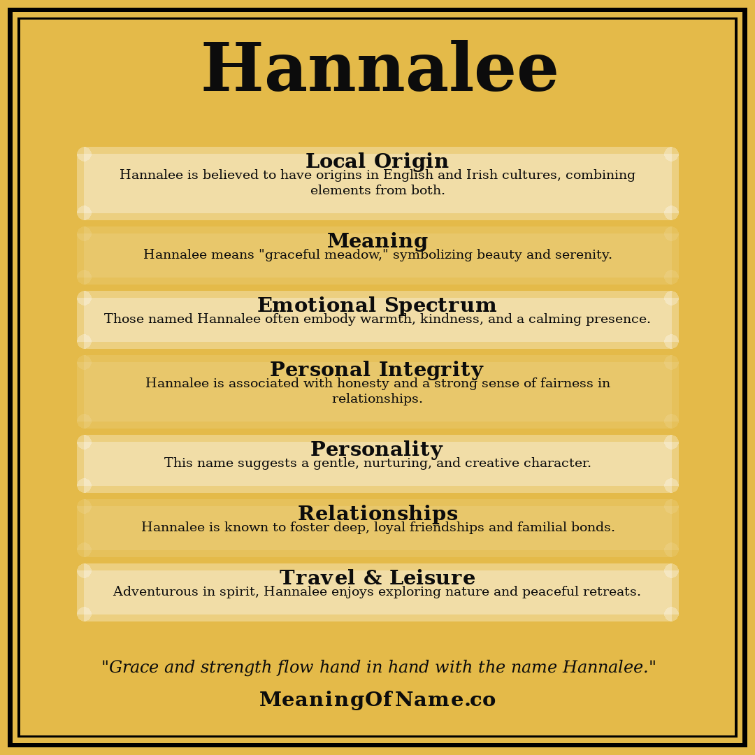 Hannalee name meaning poster