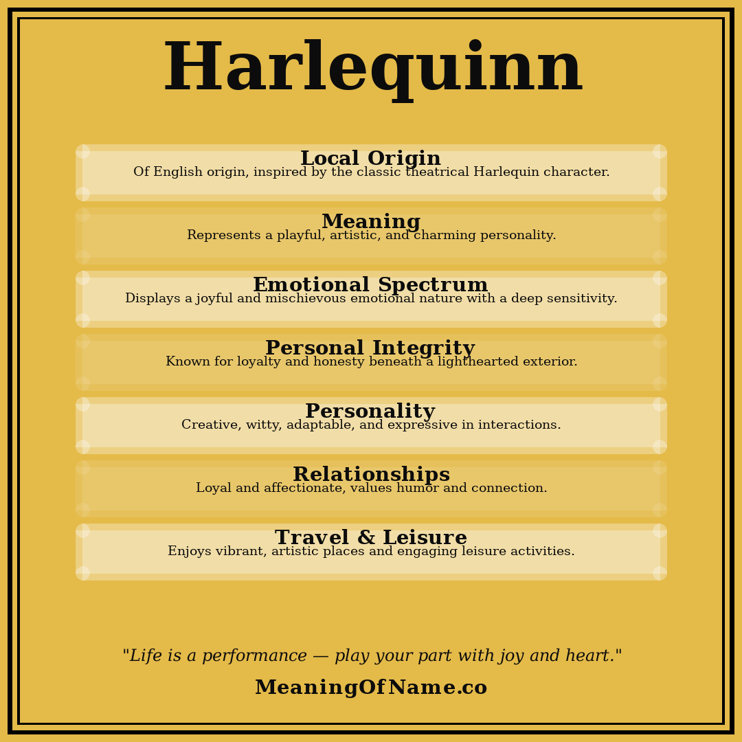 Harlequinn name meaning poster