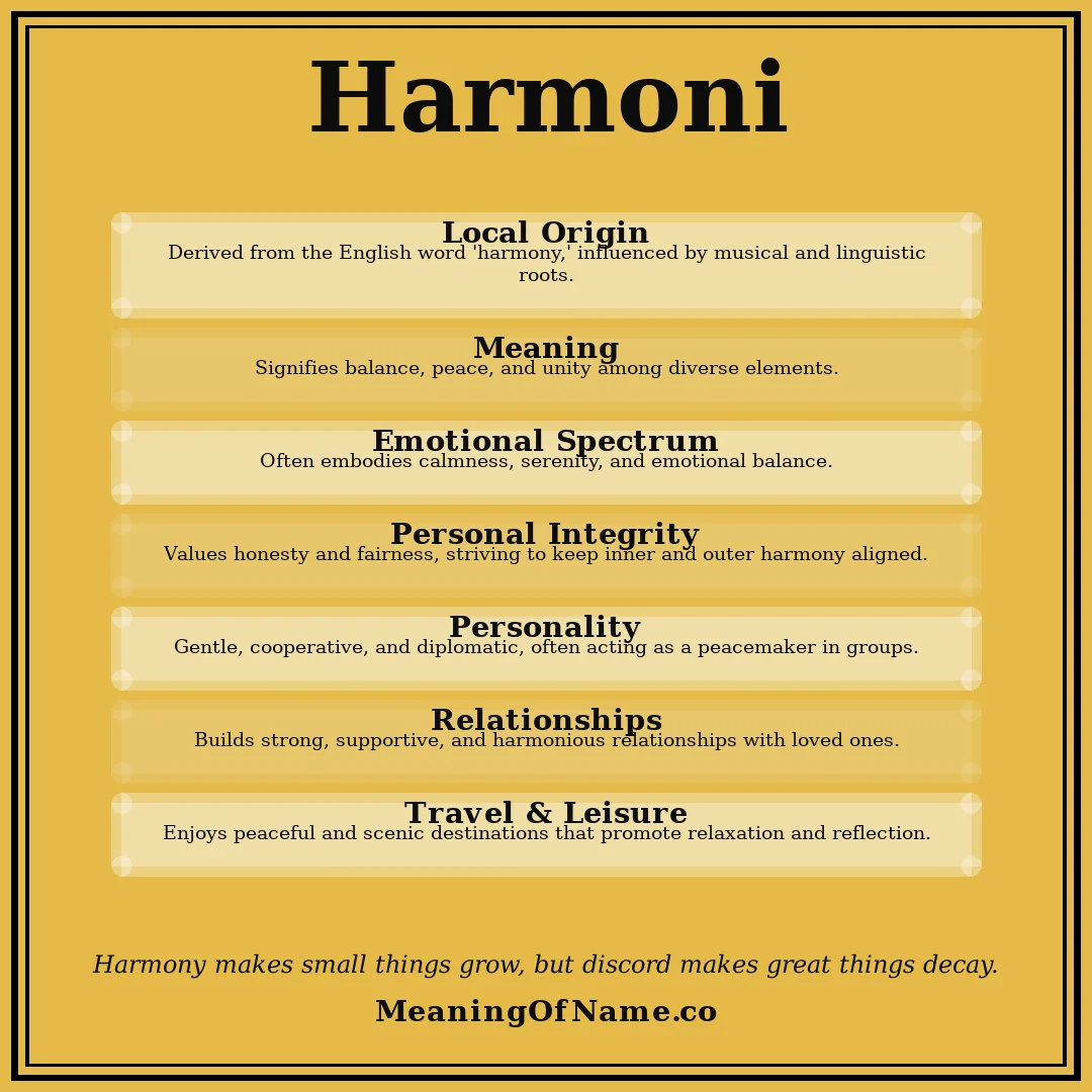 Harmoni name meaning poster