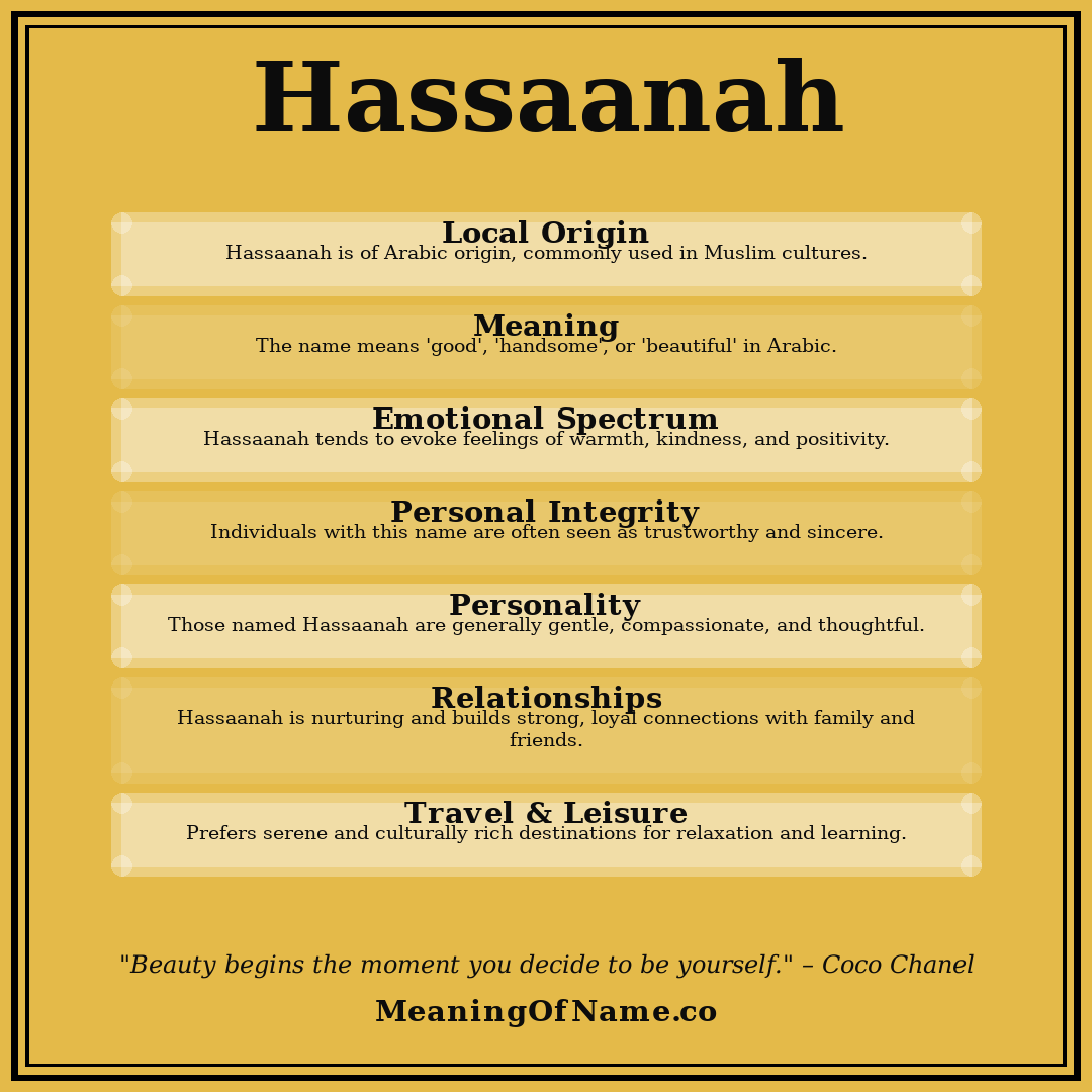 Hassaanah name meaning poster