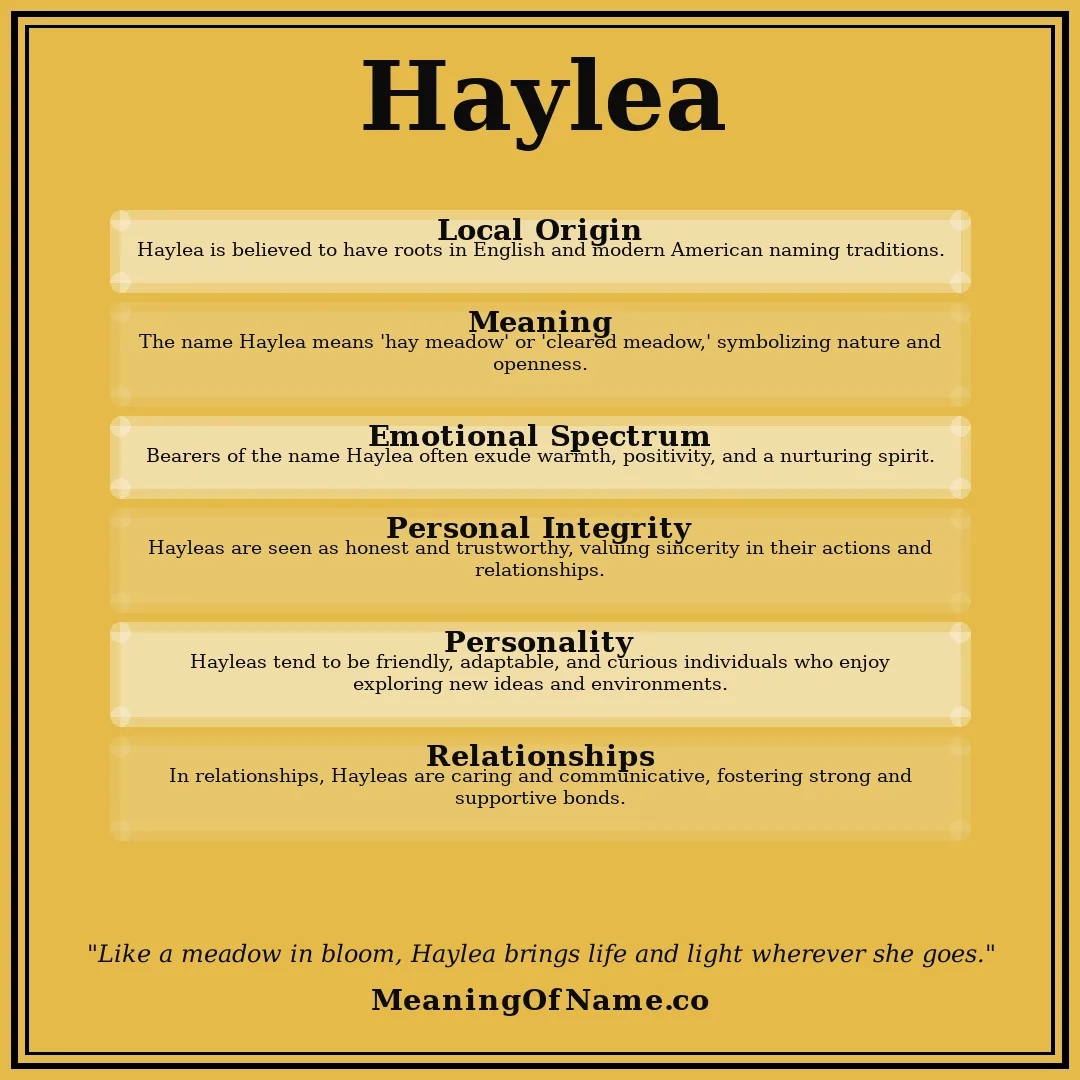 Haylea name meaning poster