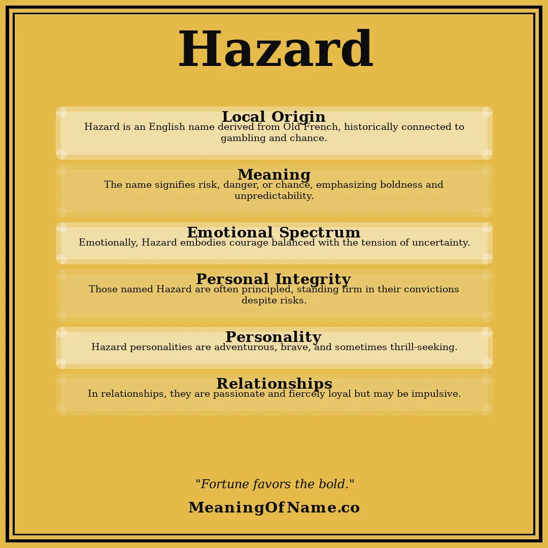 Hazard name meaning poster