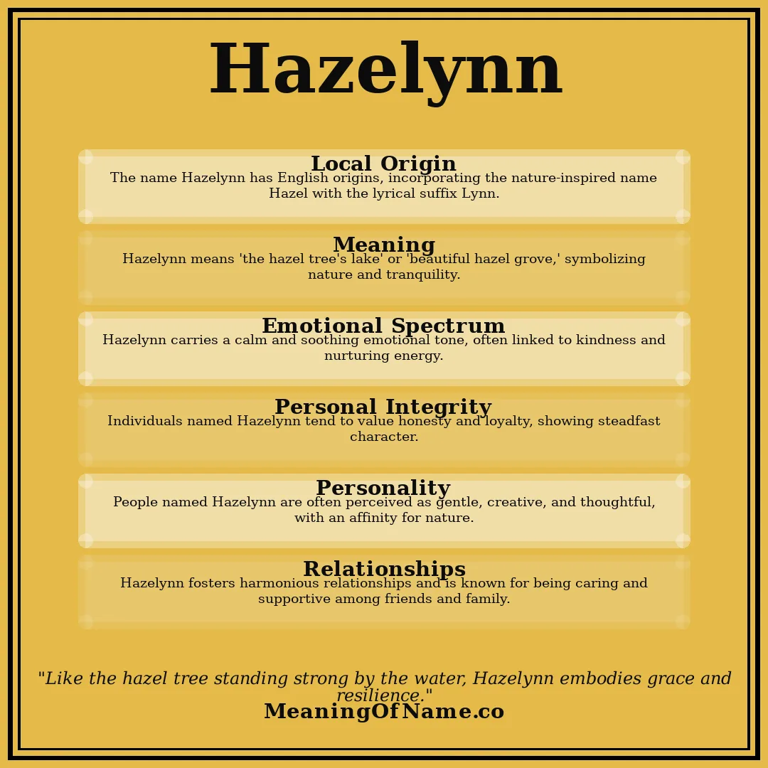 Hazelynn name meaning poster