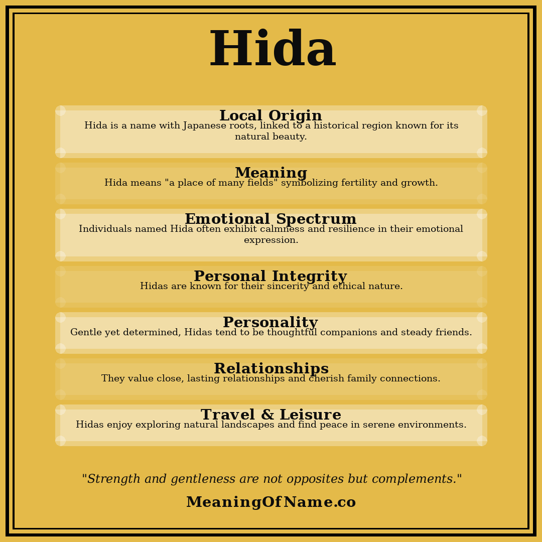 Hida name meaning poster