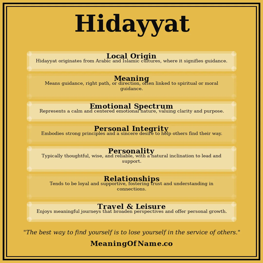 Hidayyat name meaning poster