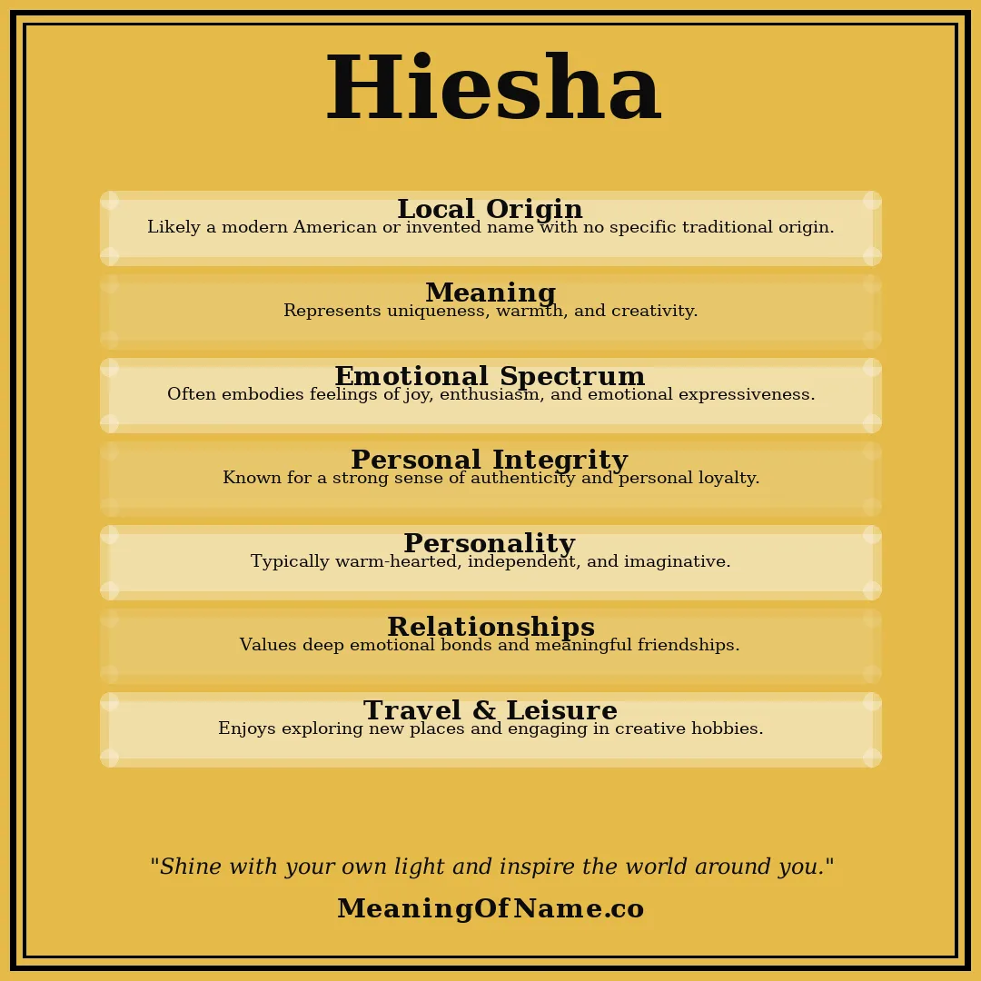 Hiesha name meaning poster