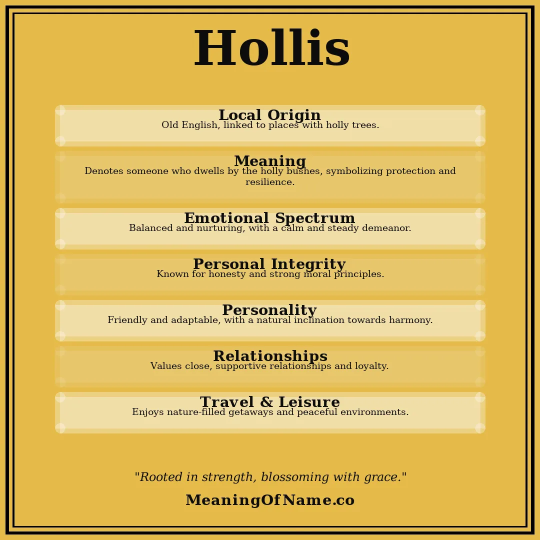 Hollis name meaning poster