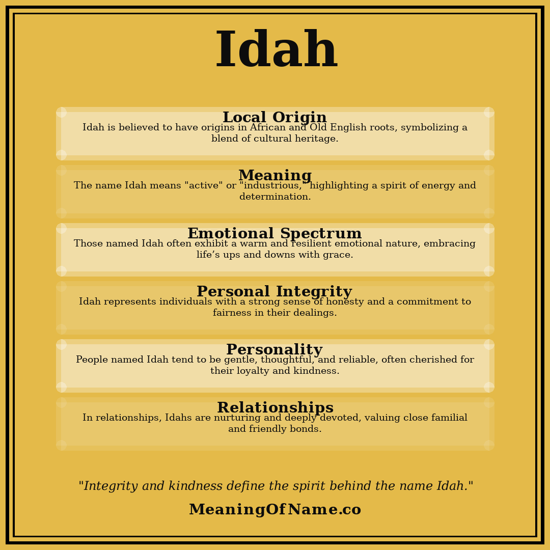 Idah name meaning poster
