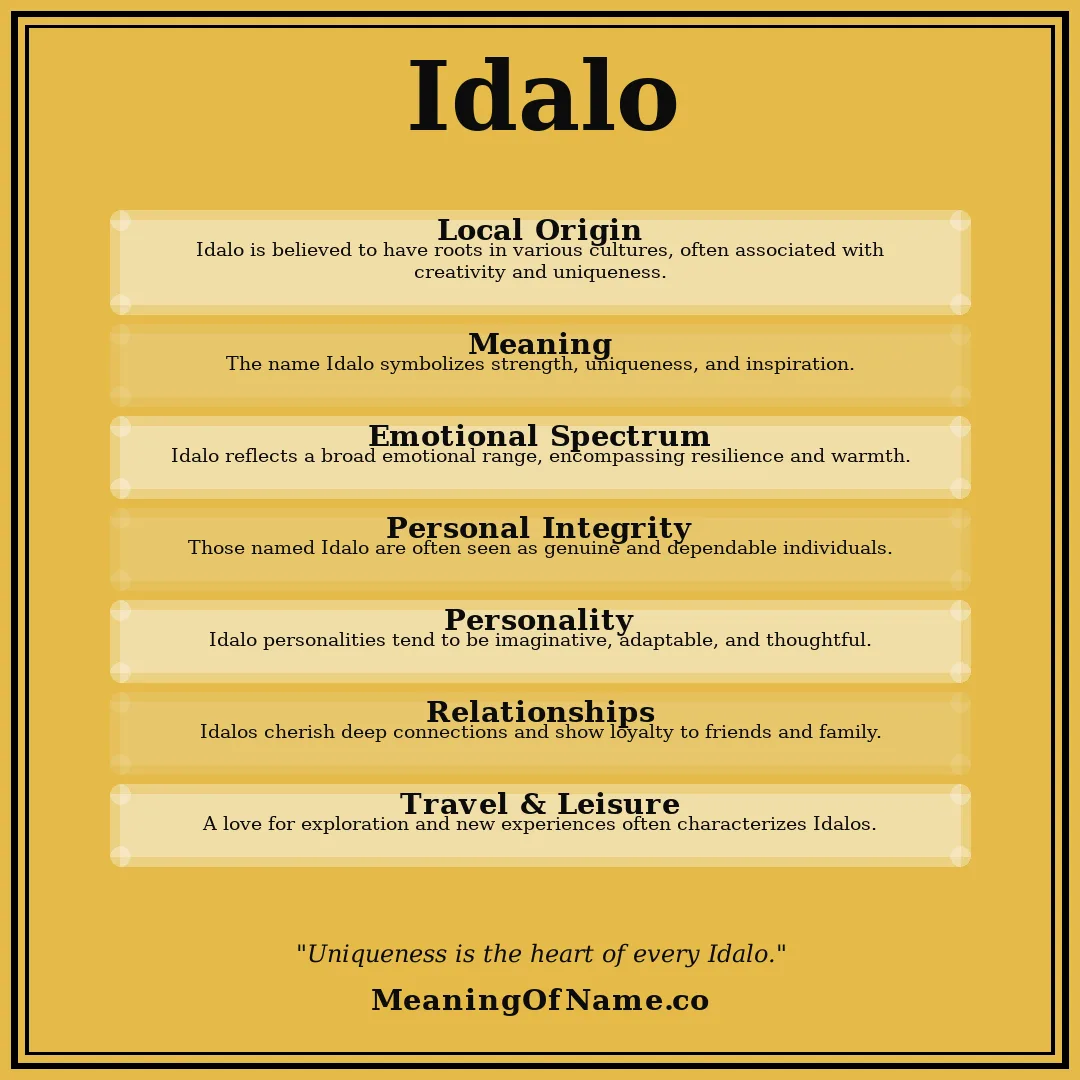 Idalo name meaning poster