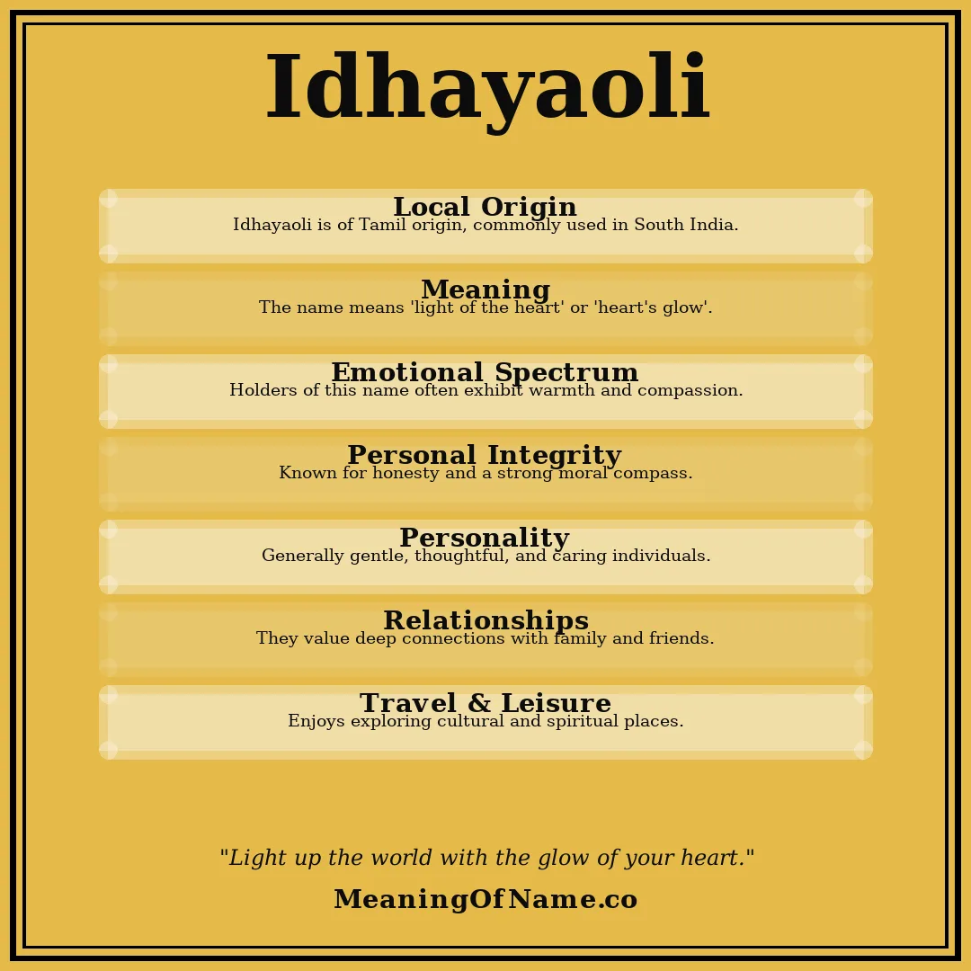 Idhayaoli name meaning poster