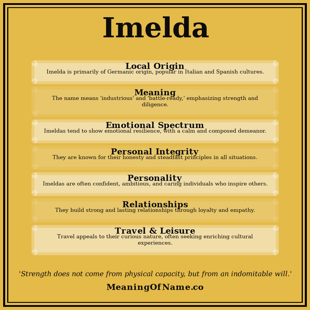 Imelda name meaning poster