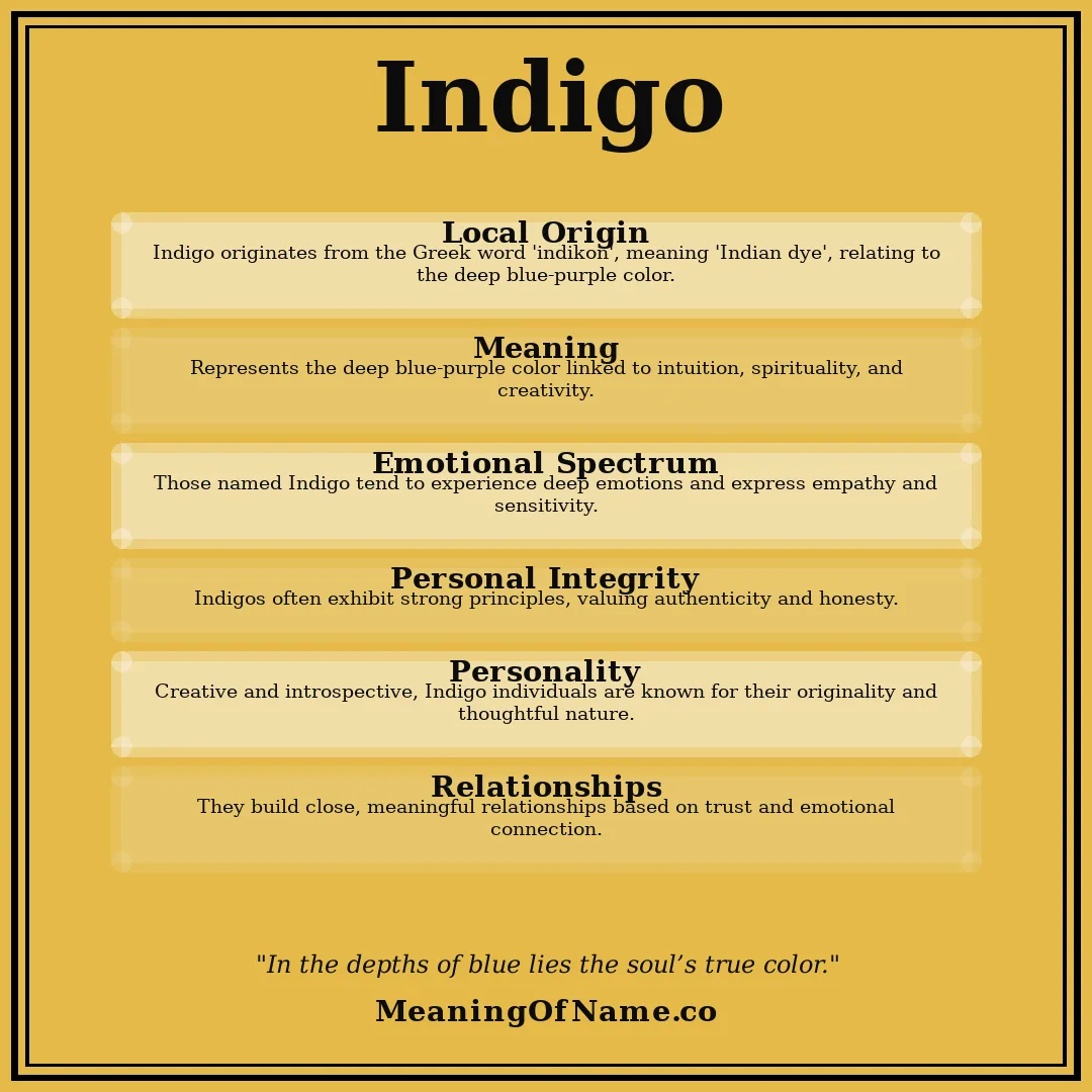 Indigo name meaning poster