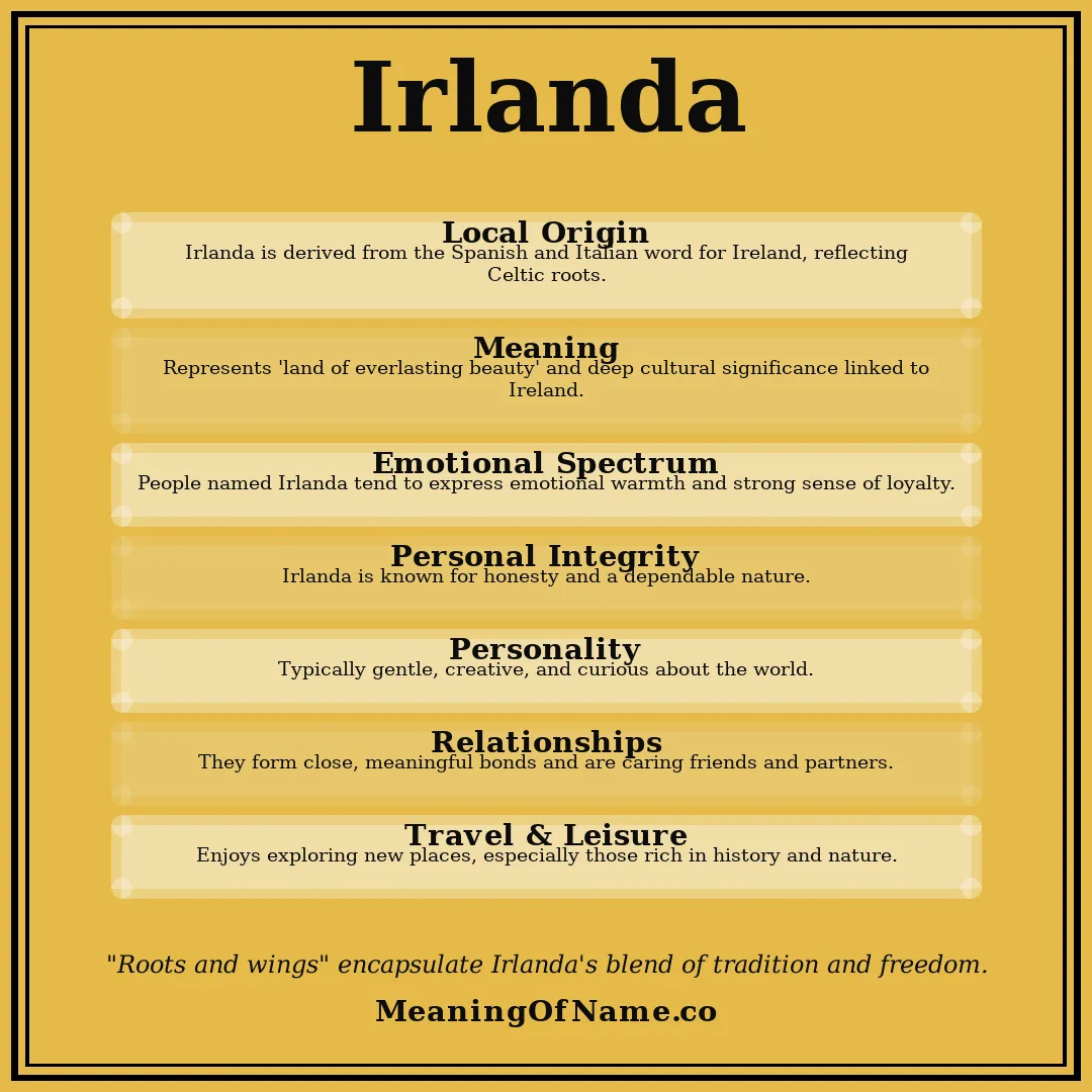 Irlanda name meaning poster