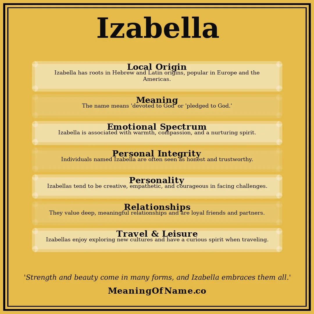 Izabella name meaning poster