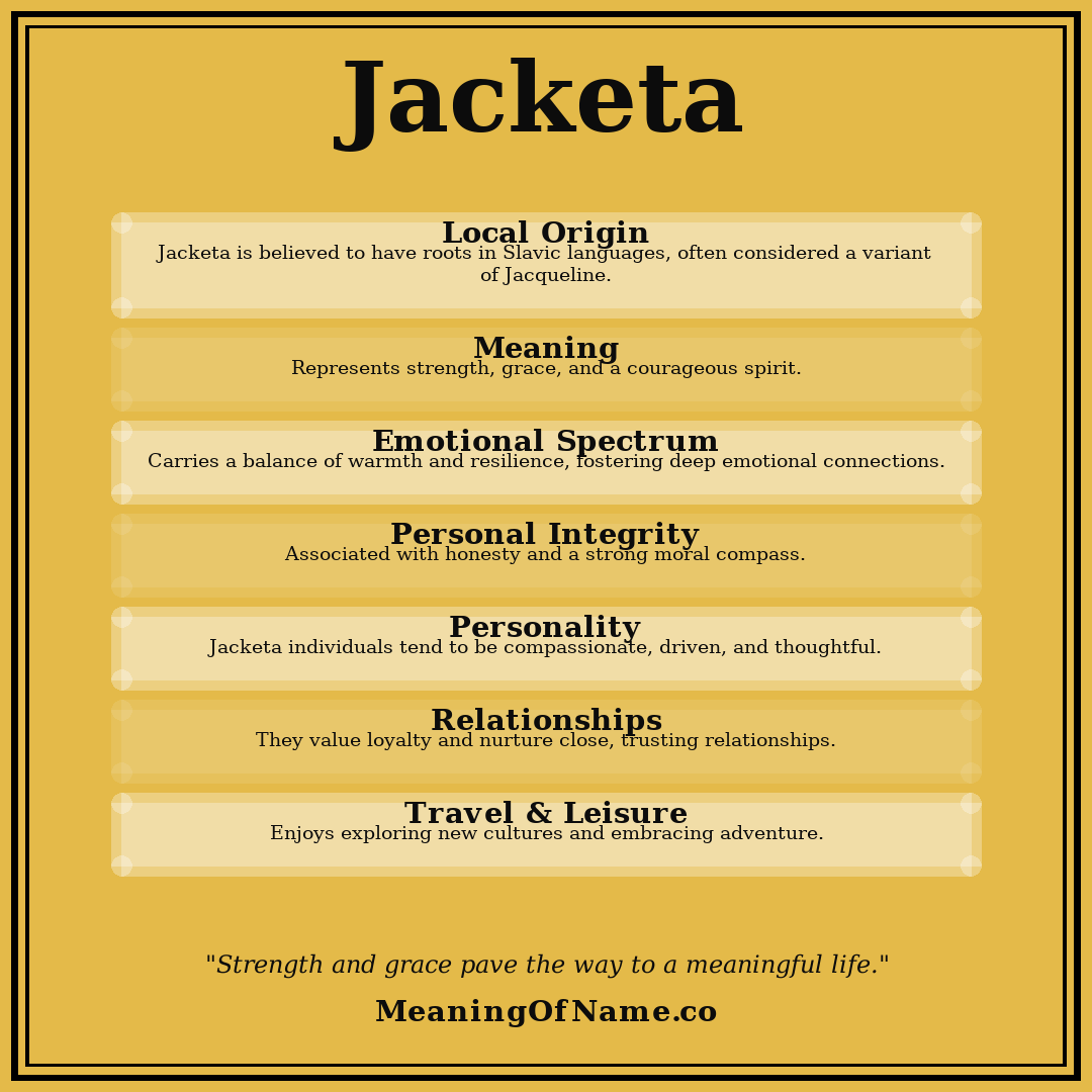 Jacketa name meaning poster